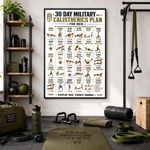 Military 30 Day Calisthenics Workout Chart Men Home Bodyweight Fitness Poster