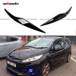 FOR FORD FIESTA MK7 08-12 GLOSS BLACK HEADLIGHT EYEBROWS EYELID TRIM COVERS PAIR