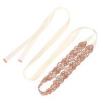 Rhinestone Inlaid Bridal Belt for Wedding Dress, Rose Gold Handmade Crystal