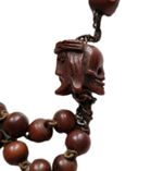 Rare Antique 19th C Unique Hand Carved Jesus Skull Rosary Beads Momento Mori