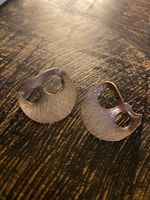 Textured Sterling Silver Modernist Artisan Stamped "S" Amoeba Earrings Post
