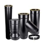 Twin Wall Flue Pipe Black Insulated Chimney Multi Fuel and Wood Burning Stoves