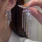 Womens Silver Sparkle Drop Bling Diamante Earrings Crystal Rhinestone Jewellery