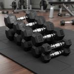 Hex Dumbbells Weights Rubber Encased Sets, Hexagonal Dumbbell Gym Pairs