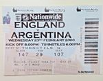 Ticket Stub:  England  v  Argentina @ Wembley: 23 February 2000