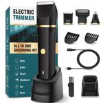 3-in-1 Body Trimmer Men IPX7 Waterproof Rechargeable with 2 Combs & Nose Hair