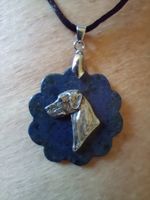 Rhodesian Ridgeback necklace  Pewter head on lapis type stone by Cindy A. Conter