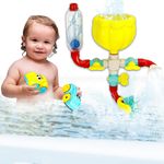 13PCs Baby Bath Toy Set DIY Pipes 2 Wind-Up Cars Water Spray Land Play Toddlers