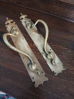 PAIR OF HEAVY SOLID BRASS DOOR HANDLES ART NOUVEAU DECO DOOR PULLS