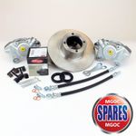 Classic MG Midget Steel Wheel Front Brake Overhaul Kit Pads Discs Calipers Hoses