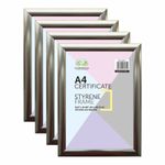 (Set of 4) A4 Certificate Silver Photo Frame Poster Portrait Picture Wall Mount