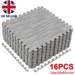 Grey Wooden Grain Foam Tiles Exercise Yoga Gym Fitness Garage Workshop Floor Mat