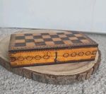 Early Antique Folding Book Form Wooden  Marquetry  Chess Board