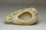Chinese Antique Old Hetian Jade Hand-Carved Monkey Bag Pen Washer Statues