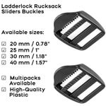 Ladderlock Rucksack Sliders Buckles Webbing Strap Black Delrin Plastic