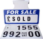 Car For Sale Sales Signs/Price Boards, PLUS Numbers Display (Blue) (1) Sun Visor