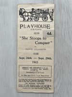 Oxford Playhouse Theatre Programme Bill She Stoops to Conquer Goldsmith 1945