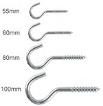 SCREW IN HOOKS ALL SIZES SMALL LARGE MULTI USE CUP MUG COAT TOOL HOOK ZINC PLATE