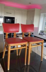 Pair of Authentic Mid-Century STOE Ben Chairs – Original Red Vinyl – 1960s