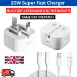 For iPhone 17 16 15 14 13 12 Pro Max X 20W Fast USB-C PD Plug Charger and Cable