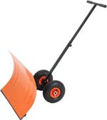 Wheeled Snow Pusher Heavy‑Duty W/ Adjustable Handle Driveway Pavement Snow Clear