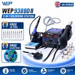WEP 2in1 Digital Soldering Iron Station Hot Air Gun Rework station 10 iron tips