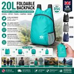 Backpack Rucksack Bag 20L Light Weight Foldable School Office Travel Camping 85G