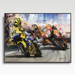 Nicky Hayden & Valentino Rossi MotoGP A3 art print from painting by Greg Tillett