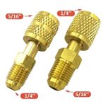 2pcs 5/16 SAE 1/4 SAE For R410 R32 R22 Gauge Hose Vacuum Pump AC Adapter Brass