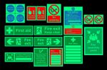 Safety sign starter pack - 19 Qty - Photoluminescent signs 