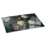 Toughened Glass Hearth for Fireplace Floral Motif with Butterflies 100x50 cm