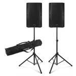 Pair of PA Speakers with Stands, Passive Crossover 2-Way 10" - Vonyx VSA10P
