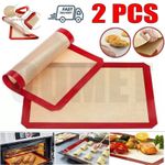 2x Silicone Non-Stick Baking Mat Fibreglass Reusable Oven Sheet Liner for Baking