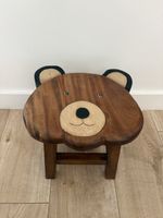 Wooden Bear Stool Kids Animal Seat Childrens Nursery Furniture Wood Chair rustic
