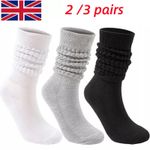 2/3Pairs Ladies Slouch Socks Cotton Scrunch Knee High Extra Long and Heavy Socks