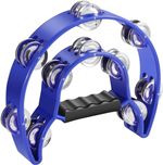 Flexzion Tambourine Metal Half Moon Musical Instrument Double Row Blue