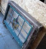 ORIGINAL ART DECO STAINED GLASS WINDOW IN ORIGINAL FRAME