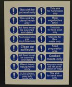 FOOD & HYGIENE  choice of signs or stickers 150mmx50mm sink wash untensils hand