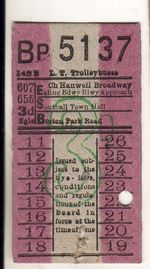 Bus / Tram ticket LT Trolleybuses 3d Rtes 607 655, code 143B