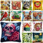 Latch Hook Kits Pillowcase Leaves Dinosaur Skull Cushion Cover Home Decoration