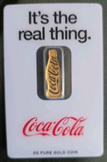 PAMP Coca-Cola 5G Pure 24 Carat Fine Gold Bottle Bar Limited to 10k Ed 140 Years