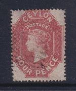 Ceylon 1861 4d SG21 Dull Rose Used. Cat £350.