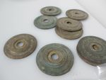Antique Brass Door Knob Rose Handle Backing Plate Back Reeded 47mm /8mm hole