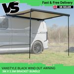 CAMPERVAN WIND OUT AWNING MANUAL  3.0M X 2.5M UNIVERSAL FIT WITH BRACKETS + WAND