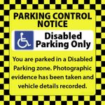DISABLED Parking Ticket Notice Private Area Stickers Hard To Remove DETERRENT