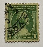 Very Rare Washington 1 Cent Stamp 1932 Green