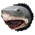 Resin Shark Head Wall Sculpture Decoration Scary Shark Head Ornament for Wall