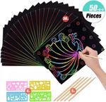 50 Sheets Scratch Art Black Magic Scratch Art Paper Boards for Kids Girls Boys
