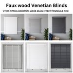 FAUX WOOD VENETIAN BLINDS 50MM WHITE WOOD WOODEN WINDOW BLIND EASY FIT TRIMMABLE