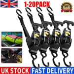 Automatic Retractable Ratchet Strap Heavy Duty Car Trailer Tie Down Strap Black